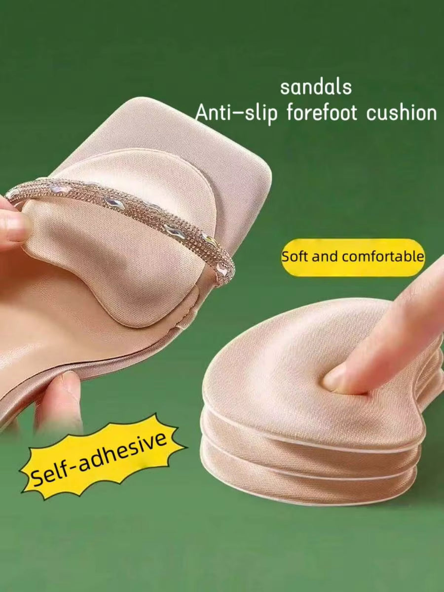 1 Pair Summer Sandals Forefoot Anti-Slip Pads, Sponge Material Sweat Absorbing Cushion Comfortable Insole, With Adhesive Backing Suitable For Women, Shoes Accessories Gift Ideas