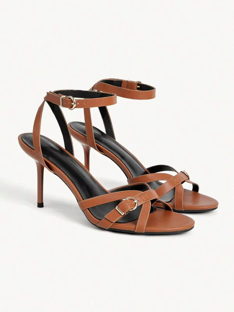 CUCCOO CHICEST Women Shoes Spring/Summer New Elegant Sexy Round Toe Thin Heel High Heel Fashion Brown Gorgeous Ladies High Heel Sandals Commuter Vacation Party Party Party Dating